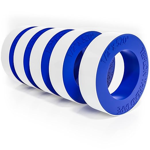D-NYX Teflon Tape 4 Rolls 1/2 Inch(W) X 520 Inches(L) Teflon Duct Sealant Tape for Shower Head, Plumbing Thread Tapes, Water Pipe Sealing Plumbers PTFE Thread Seal, Pipe Dope Plumbers Accessories