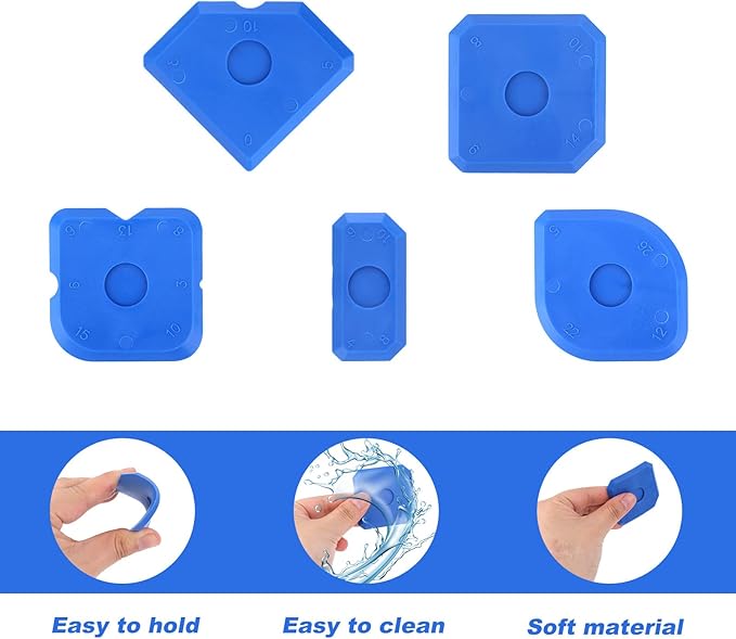 10pcs Plastic Caulking Tool, Sealant Caulk Silicone Finishing Remover Tool Reuse Grout Scraper Portable Sealant Finger Smoothing Grout Scraper for Bathroom Floor Window Sealing Sink Joint (Blue)