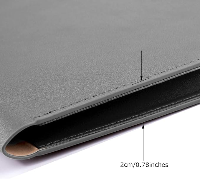 PU A4 Leather File Folder Document Holder Folder Stylish Portfolio Envelope Case with Strap and Invisible Magnetic Closure (Gray)