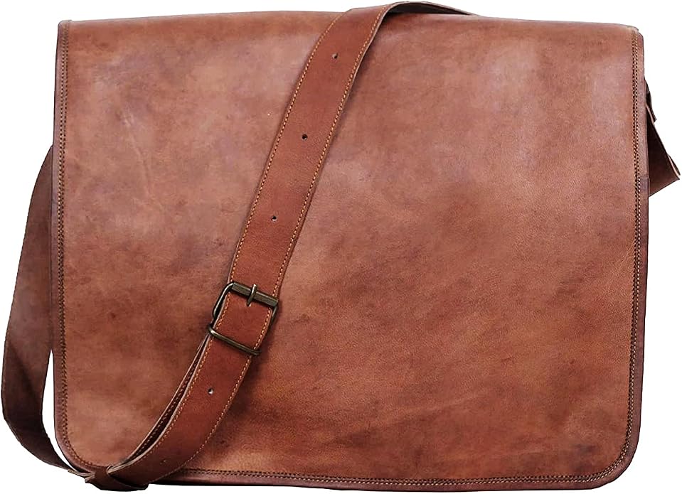 Komal's Passion Leather Vintage Mens 16 Inch Leather Laptop Messenger Pro Satchel Men's Bag