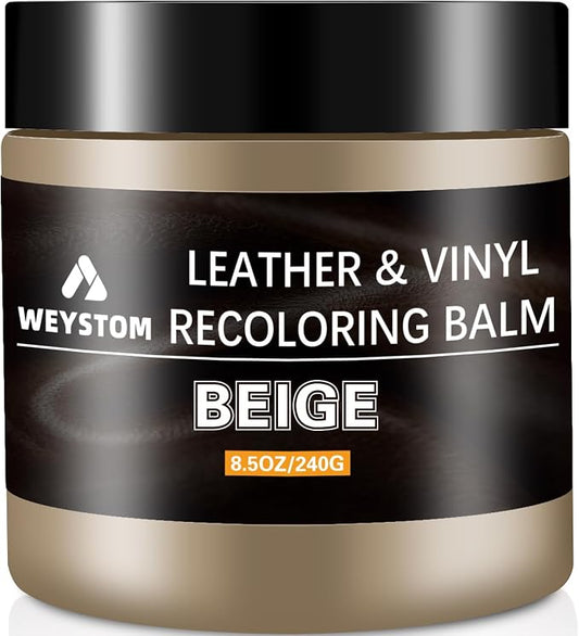 Leather Recoloring Balm - Beige Leather Repair Kit for Furniture, Leather Dye & Paint to Recolor, Restore & Repair Faded, Cracked, Peeling Leather