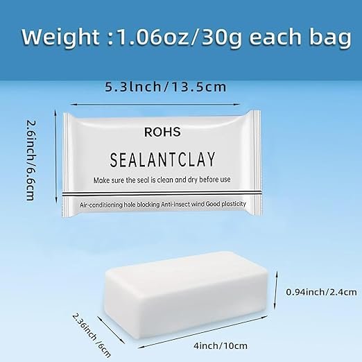 4-Pack White Seal Putty Waterproof Duct Seal Repair Sealing Clay, Quick Mending Mud for Drain Connection,Air Conditioning Hole, Wall Hole
