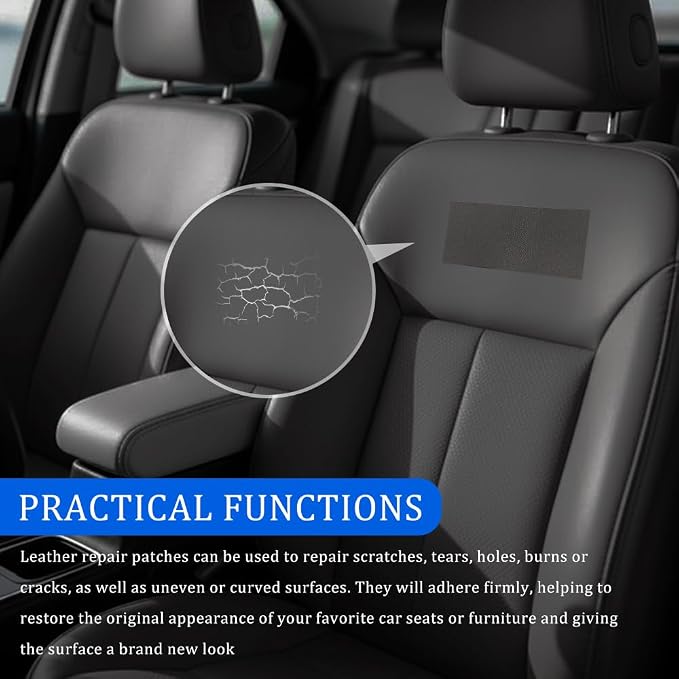 2PCS Leather Repair Patch Tape, Leather Repair Kits for Couches and Cars, Vinyl Repairs Patch, Car Waterproof Self Adhesive Leather Tape Repair Kit for Furniture Couches Chairs (Grey)
