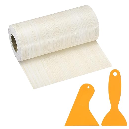 PATIKIL Wood Grain Repair Tape, 5" x 33' Self Adhesive Realistic Wood Tape with Scraper Durable Repair Patch for Furniture Floor Window Door Table DIY Home Decor, Poplar