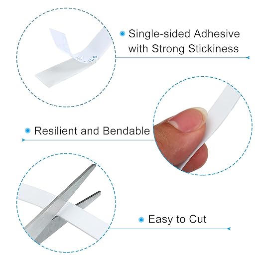 PATIKIL 3/8" W x 3/64" T x 16.4Ft EVA Single Sided Foam Tape, 2Pcs Multipurpose Sealing Strip Foam Waterproof Weather Stripping Foam Sealing Foam Strips with Adhesive for Door, White