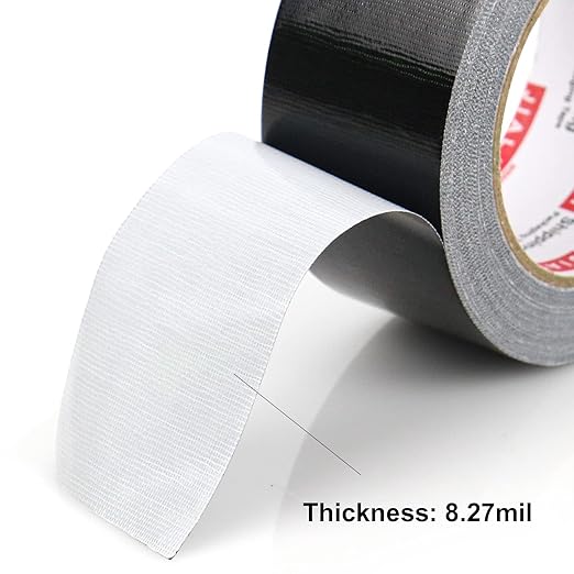 JIALAI HOME Black Heavy Duty Duct Tape, 2 inches x 30 Yards - 5 Pack, 8.27 mil Thickness, Strong, Flexible, No Residue, All-Weather and Tear by Hand - Bulk Value for Repairs