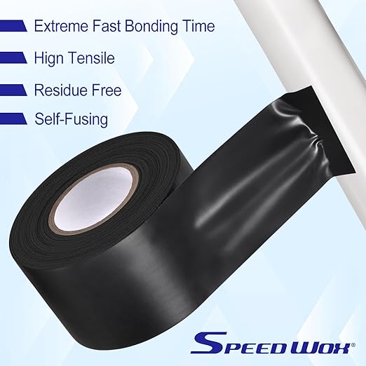 SPEEDWOX Pipe Wrap Tape PVC Black 1.9 Inch 33 Yard Vapor Barrier Tape Hose Repair Tape Self Fusing Silicone Tape Pipe Repair Clamp for Water Leaks Garden Hose Repair
