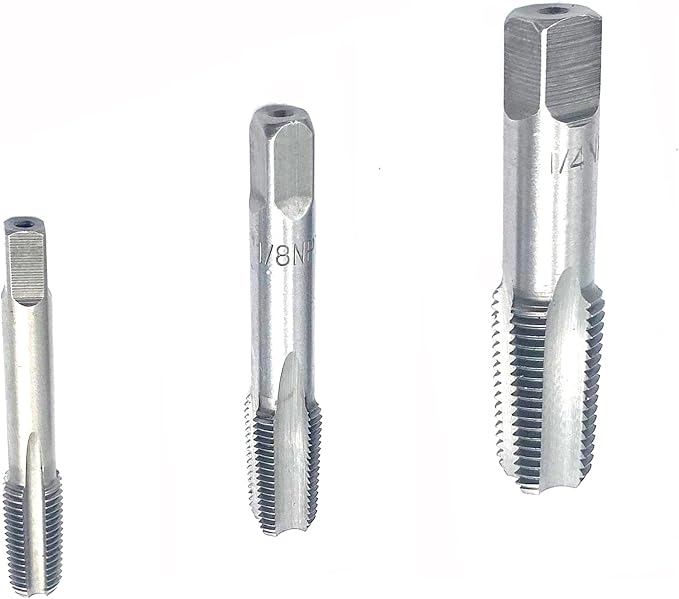 1/16",1/8",1/4" NPT Pipe Tap Set,3Pcs Carbon Steel Pipe Taps Cutting Tools Great for Various Mechanics DIY Thread Cutting and Cleaning