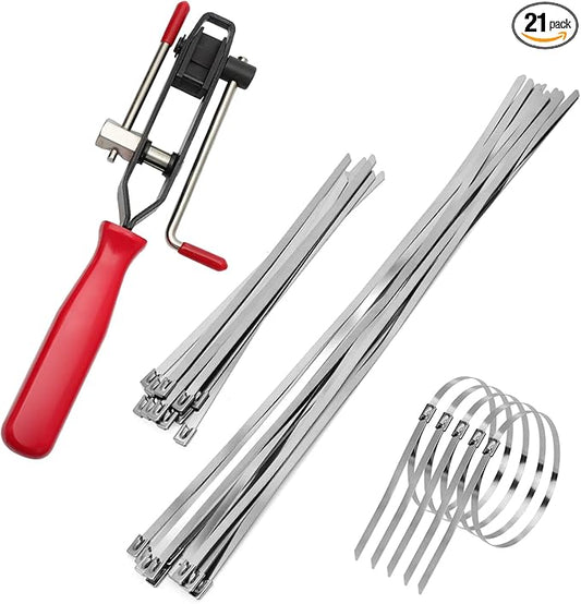 Auto/ATV CV Joint Banding Boot Axle Clamp Pliers with 20PCS Stainless Steel CV Joint Boot Band Clamps for Most Cars