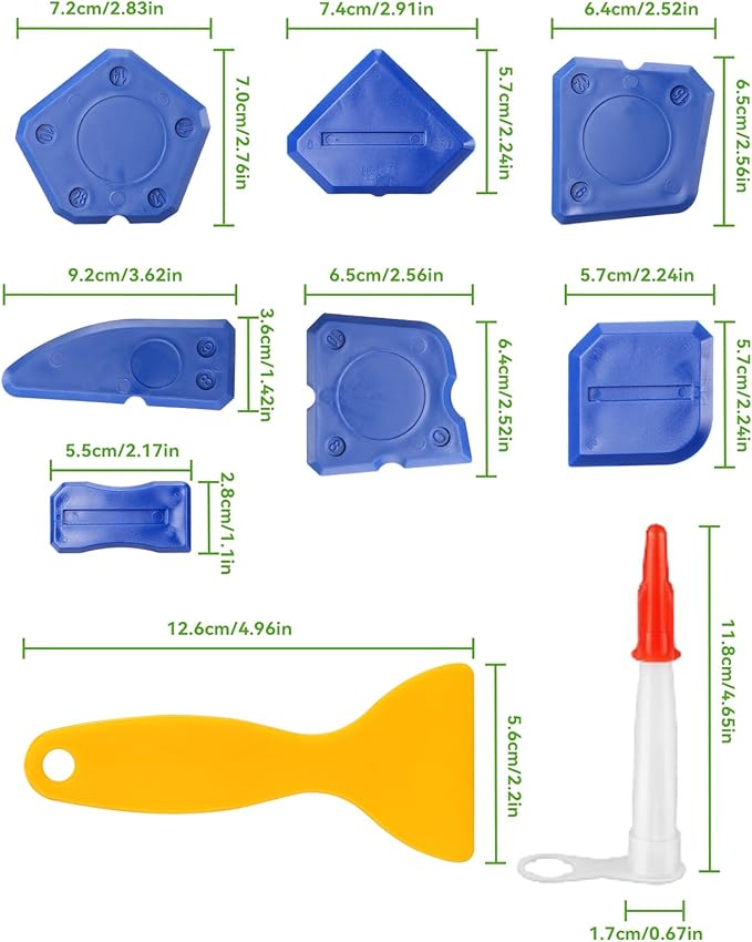 7-in-1 Caulking Tool Kit, Silicone Caulk Finishing & Smoothing Tool, Sealant Trimming and Removal Tool with Scraper for Bathroom, Shower, Sink Sealant & Grout Projects (17PCS) (17)