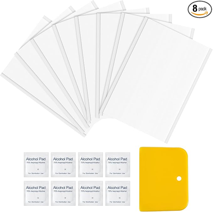 Repair Patch Kit 8 Pcs RV Roof Tapes White 4 x 6 Inches RV Repair Sealant Tapes with Wipes & Scraper Set for Stop Camper Roof Leaks Weatherproof Waterproof for Camper Trailer Boat