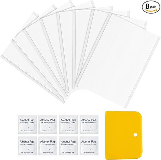 Repair Patch Kit 8 Pcs RV Roof Tapes White 4 x 6 Inches RV Repair Sealant Tapes with Wipes & Scraper Set for Stop Camper Roof Leaks Weatherproof Waterproof for Camper Trailer Boat