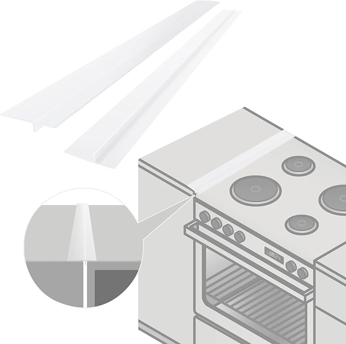 Silicone Stove Gap Covers (2PCS), 25 inch Stove Gap Filler Between Stovetop and Counter, Heat Resistant and Easy Clean Guard, Semi-Clear