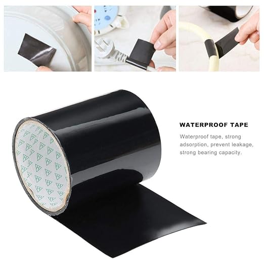 Fdit Flexible Waterproof Tape, Super Strong Adhesive Patch, Black, 150x10cm, PVC Material, for Water Pipes, Faucets, PE Pipes, Plastic Basins