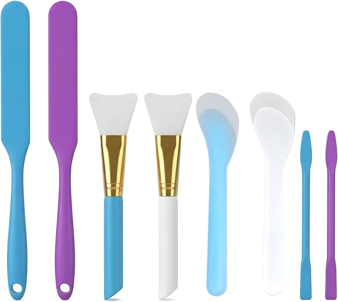 8 Pcs Silicone Stir Sticks for Resin, Paint Stir Sticks, Epoxy Brushes for Crafts, Reusable Mixing Spoons, Scraper Tools for Liquid Paint, Assorted Colors