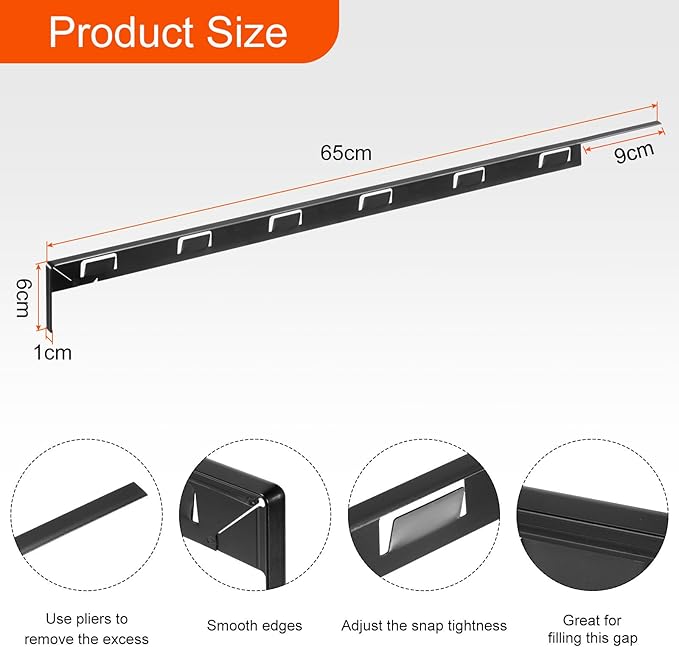 uxcell Stove Gap Covers, Kitchen Stove Gap Filler, Aluminum Oven Gap Cover 25.59 in Length, Heat Resistant and Easy to Clean, Protect Gap Filler Sealing Spills on Countertop Stove, Black