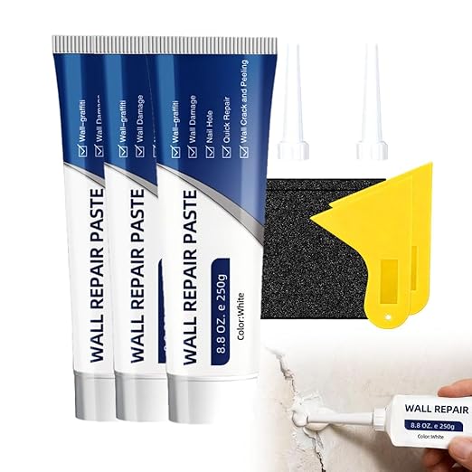 Drywall Patch Repair Kit with Scraper, 2026 New Wall Mending Agent White Spackle Wall Repair Paste Wall Repair Agent Tile Gap Filler for Holes & Cracks Nail Holes, Dents & Small Damage (3)