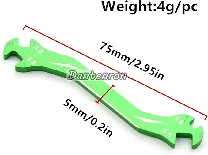 RC Multi-Function Wrench Turnbuckle Nut Ball Joint Remover 3mm 4mm 5mm 5.5mm Universal Repair Tool Aluminum Alloy for 1/10 1/8 1/24 Crawler Truck Off Road Car Boat Drone Airplane (Green)