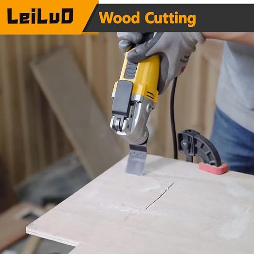LEILUO 50 Pcs Oscillating Tool Blades Set Extra Long Titanium Multitool Saw Blades with Storage Bag Universal Fit Cutting Accessories for Wood Nails Drywall PVC Trim Home Renovation