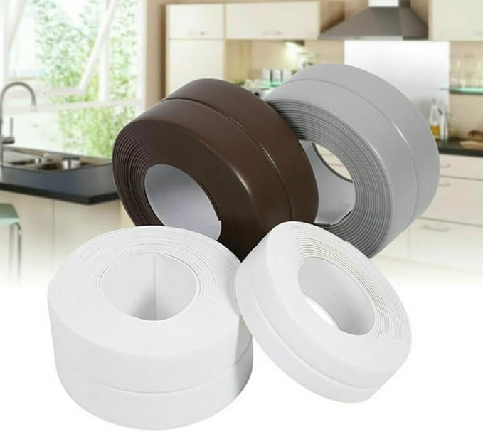 Caulk Strip Tape, Waterproof Dustproof PVC Self Adhesive Caulking Sealing Tape for Kitchen Sink Toilet Bathroom Shower Bathtub Wall(0.86" x6.56',Brown)