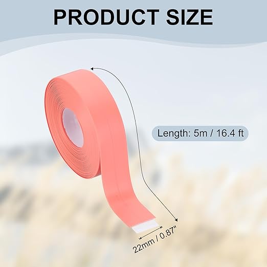 PATIKIL 1" x 16.4 ft Caulk Tape, Caulk Strips PVC Self Adhesive Caulking Tape Waterproof Edge Protectors for Bathroom Accessories Kitchen Countertop, Pink