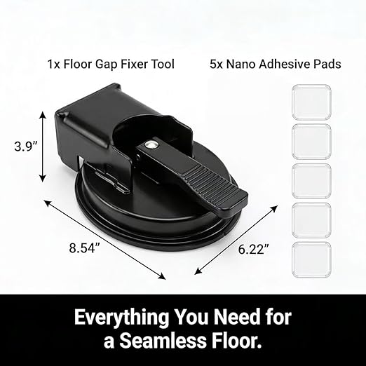 Floor Gap Fixer Tool with Strong Suction Cup, Heavy-Duty Metal Flooring Repair Tool for Laminate Hardwood Tile, Plank Grabber with Reusable Nano Adhesive Pad for Gap Closing & Floorboard Adjustment