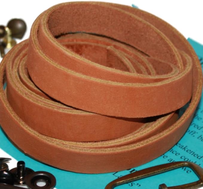 Leather Strap for Crafts & Jewelry | 72 Long × 5/8" Wide × 1/8" Thick (7-8oz) | Genuine Leather Strips for Crafts, Projects or Repairs - Golden Tan | 4-Pack