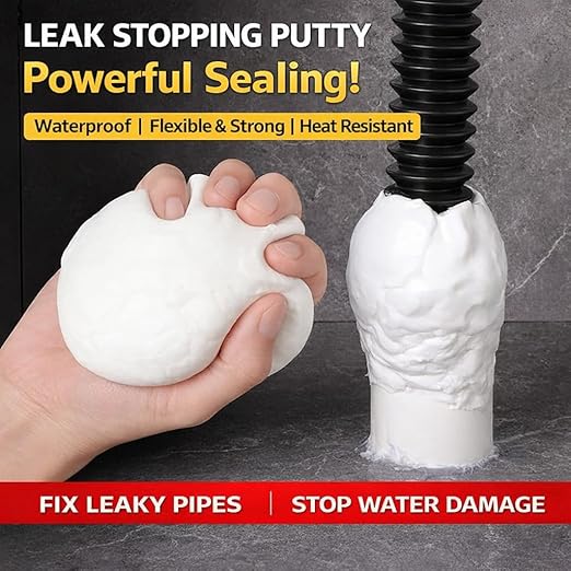 15 Packs, Each 30g -Waterproof Duct Seal Putty, White Sealing Clay for Quick Repairs, Drain Connections, Wall Holes, AC Pipe Holes, Gap & Crack Sealing,Includes Bonus Cleaning Towel