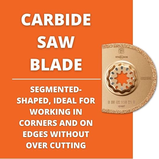 Fein Starlock Carbide Segmented Saw Blade - Precise Tile Grout Removal, Plaster Cutting and Porous Concrete Work, 2-15/16" Diameter, 3/32" Kerf, 5-Pack - 63502118230