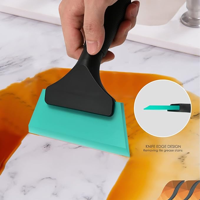 EHDIS Small Squeegee 5 inch Rubber Window Tint Windshield Scraper for Car,Glass, Mirror, Shower, Door,Bathroom Cleaning (Light Blue)