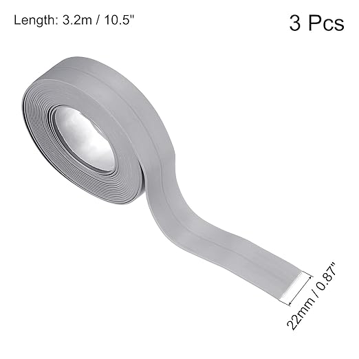 uxcell Waterproof Seal Caulk Strip Tape Self Adhesive 0.87" W x 10.5'L PVC Sealing Tape for Kitchen Bathroom Grey 3Pcs