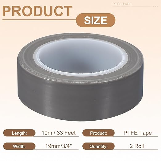 PATIKIL 3/4" x 33ft Heat Resistant Tape, High Temperature Tape PTFE Adhesive High Heat Tape Waterproof Smooth Surface for Vacuum Sealer Machine Insulation Protection, 0.1mm Thick, 2PCS