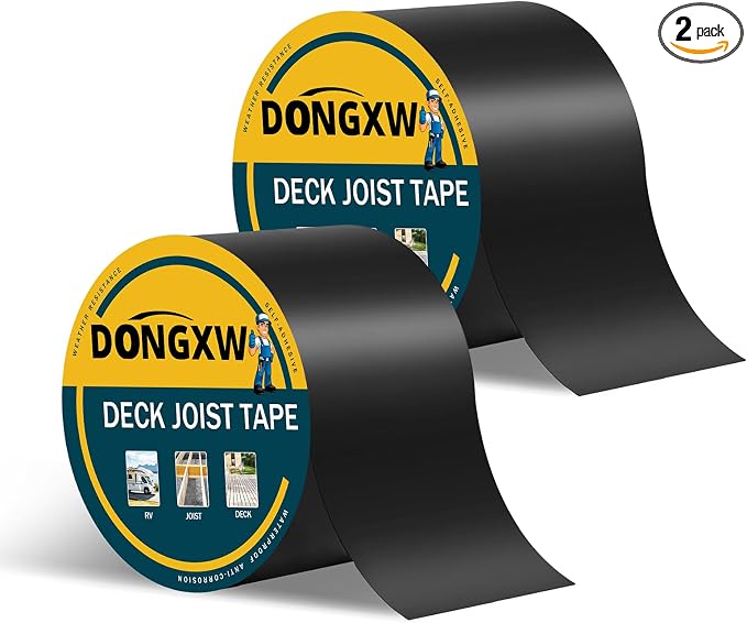Dongxw Joist Tape for Decking, 4" X 50' Waterproof Butyl Tape Deck Joist Flashing Tape for Joists and Beams (2 Rolls)