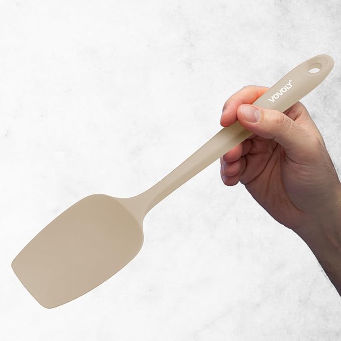 Silicone Spatula Set, High Heat Resistan Rubber Spoon Spatula, Non-Stick Spoonula with Seamless One Piece Design, Flexible Scrapers Baking Mixing Tool,3 Pack, Khaki