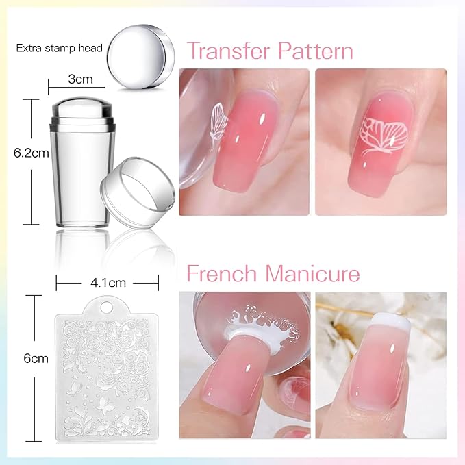 Biutee Nail Stamping Plates 16PCS Nail Stamping Kit with 8 Nail Stamping Gel Polish, 1 Nail Stamper Scraper & Storage Bag, Nail Stamp Kit Flower Butterfly Animal Design for Beginners & Nail Lovers