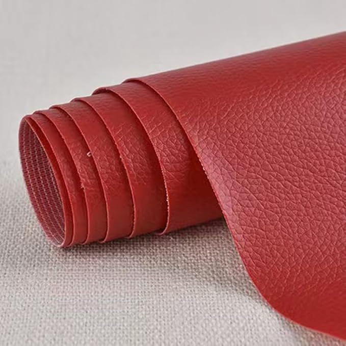 Self Adhesive Leather Repair Patch,Leather Repair Patch Tape Kit,Vinyl Repair Patches Waterproof for Couches,Furniture,Kitchen Cabinets,Car Seats (Red,19.69"×53.94")
