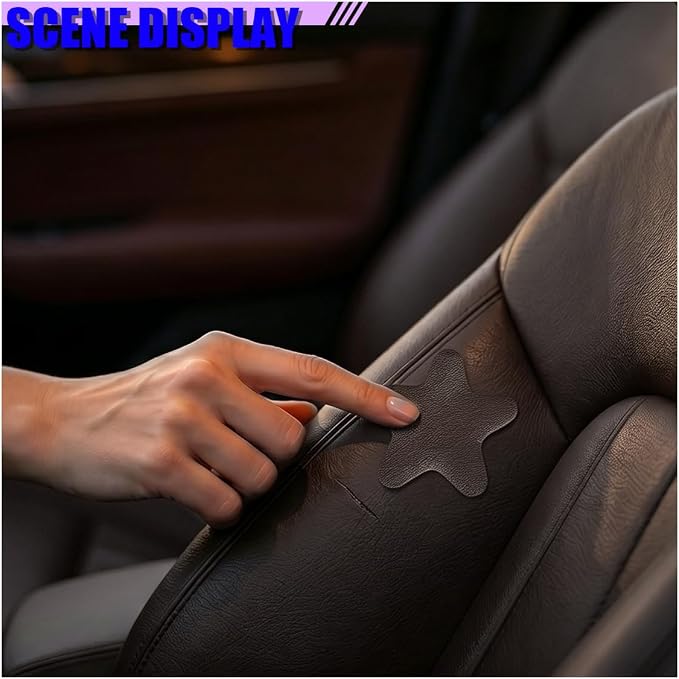 4PCS Stars-Shaped Car PVC Leather Repair Patch Tape, Self-Adhesive Car Seat Tear Repair Kit, Wear-Resistant Auto Interior Decoration Sticker Accessories for Furniture, Upholstery (Coffee)