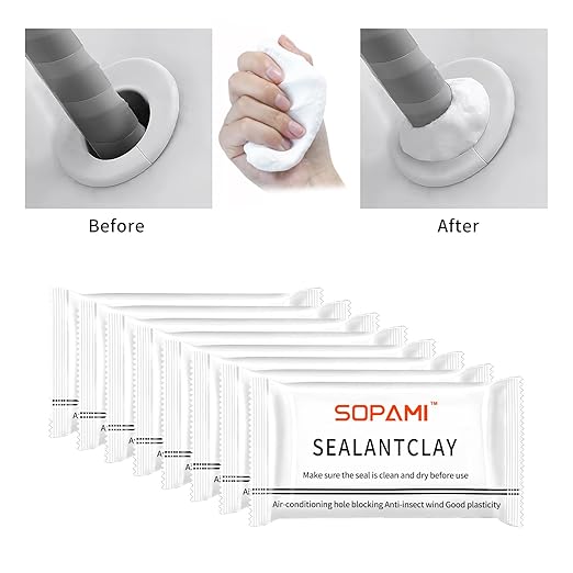 SOPAMI 10-Pack White Waterproof Sealant Putty - Quick Mending Mud & Duct Seal Clay for Wall Hole Repair, Drain Pipe Connection, Air Conditioning Vents & Cracks