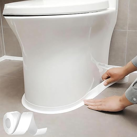 Caulk Tape Self Adhesive, 1 Rolls Waterproof Caulk Strip, Toilet Sealer Around Toilet Base, Traditional Caulking Replacement, Caulking Tape for Bathroom, Bathtub, Floor Wall Edge Protector (1)