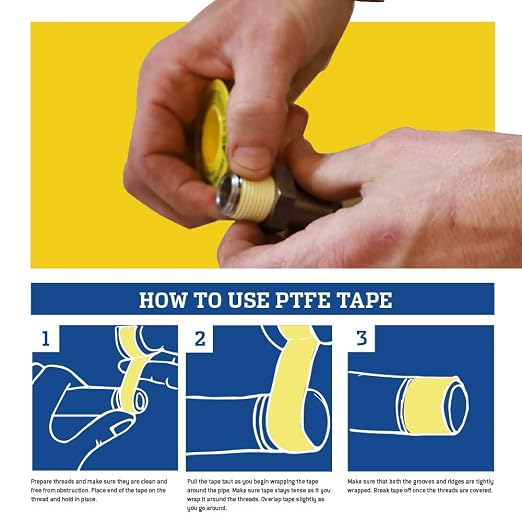 Gasoila Yellow PTFE Thread Seal Tape – Professional-Grade, 1/2 Inch x 260 Inch, High-Density Thread Tape for Gas Lines – Leak-Proof Seal, Non-Toxic, Pack of 24
