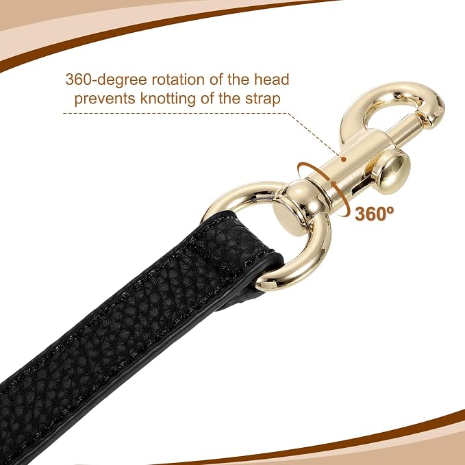 uxcell 25.59 Inch PU Leather Short Bag Strap with Clasp, Purse Handles Handbags Replacement Straps for Clutch Bag Underarm Bags, Black, Gold Buckle