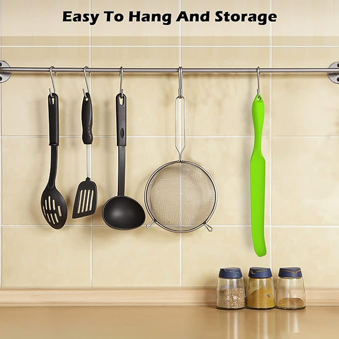 Silicone Blender Spatula for Blade Scraper - Easy to Reach Under Blender Blades and Edges, Silicone Rubber Grip with Hanging Holes Reusable (Green)