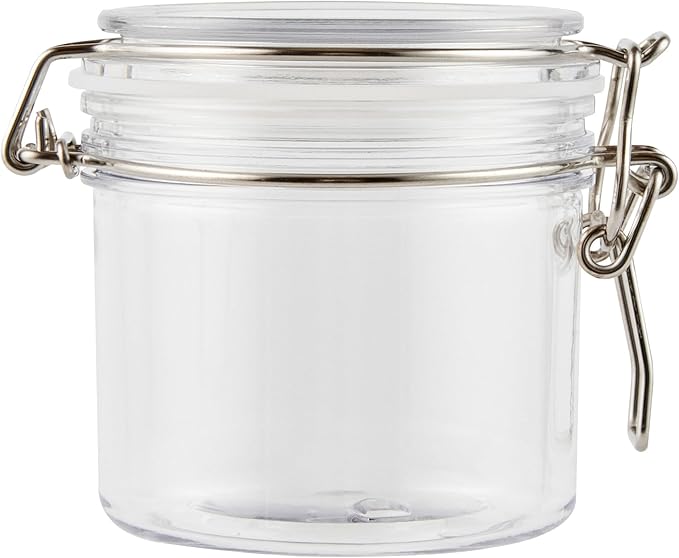 Restaurantware Food Container 2 Count 11.9 oz Plastic Airtight HInged Lid Jar Storage Canister Clear Wide Mouth