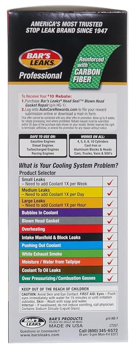 Bar's Leak HG-1-4PK HEAD SEAL Blown Head Gasket Repair - 33.8 oz, (Pack of 4)
