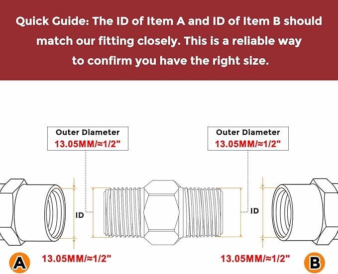 Pack of 1, 1/4" Male G to 1/4" Male G Solid Brass Hex Nipple Hose Connectors, Male Pipe Adapter for Pipe Leak Repair, Bathroom Remodeling, Tool Extensions, Compression