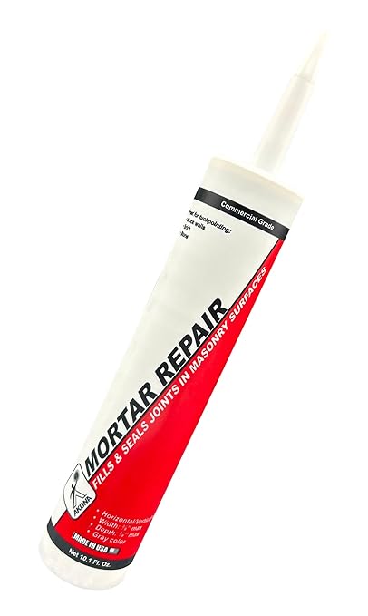 Akona Mortar Repair Tube for Tuckpointing, Sealing, and Repairing Stone, Brick, and Block Walls, Gray, Paintable, Fast Drying (10 Ounce, 1)