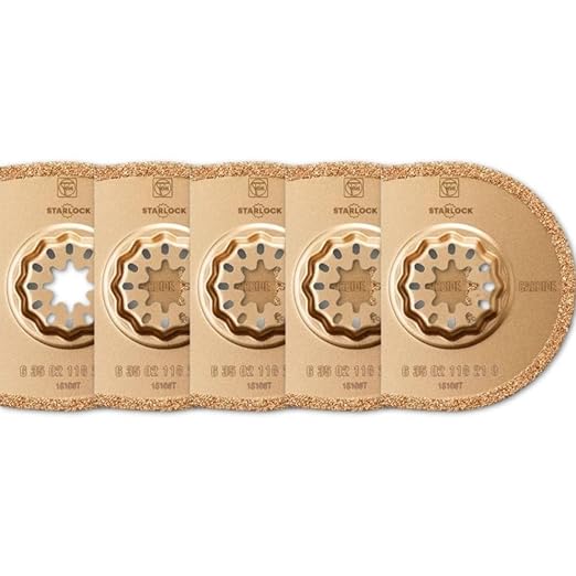Fein Starlock Carbide Segmented Saw Blade - Precise Tile Grout Removal, Plaster Cutting and Porous Concrete Work, 2-15/16" Diameter, 3/32" Kerf, 5-Pack - 63502118230