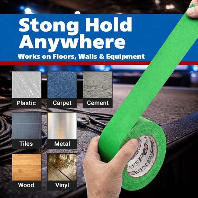 Green Screen Tape – Chroma Key Gaffer Tape for Photography, Video & Film – Non-Reflective Matte Finish, Residue-Free Removal, Strong Hold for Studio, Lighting & Background Setup (Green)