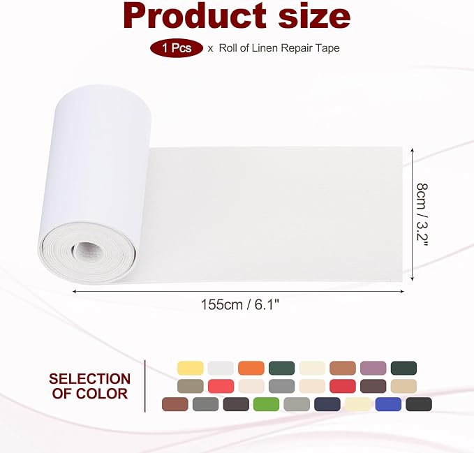 PATIKIL Leather Patches Tape for Furniture, 3.2 x 61 Inch Self Adhesive Vinyl Leather Repair Kit Cover Sheet for Couch, Sofa, Car Seats, Office Chair, White