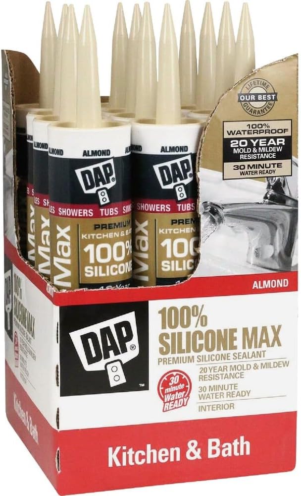 Silicone Max Kitchen and Bath Silicone Sealant, Almond, 10.1-oz.